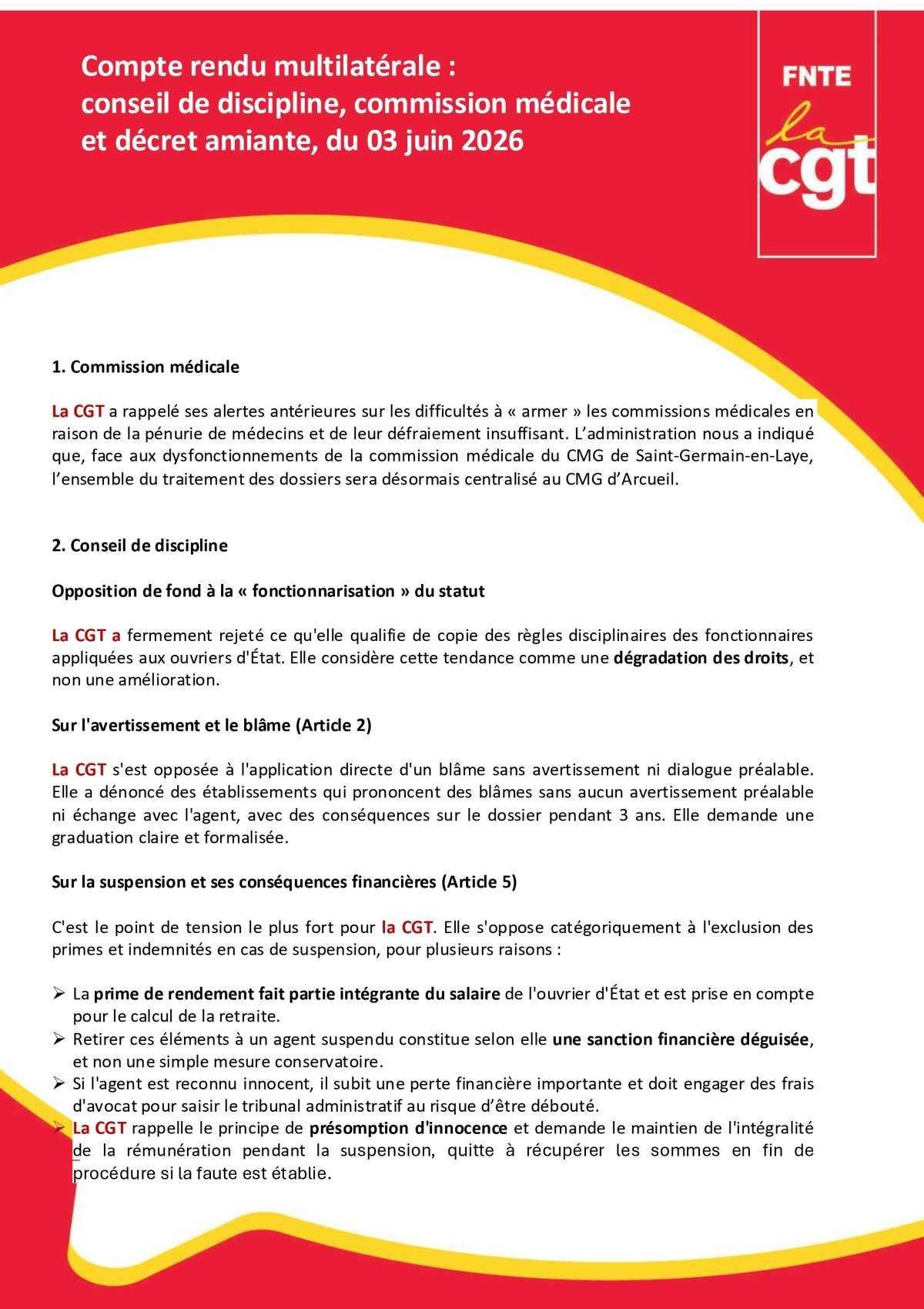 Amiante & Discipline OE : Compte rendu de la réunion du 03 juin 2026