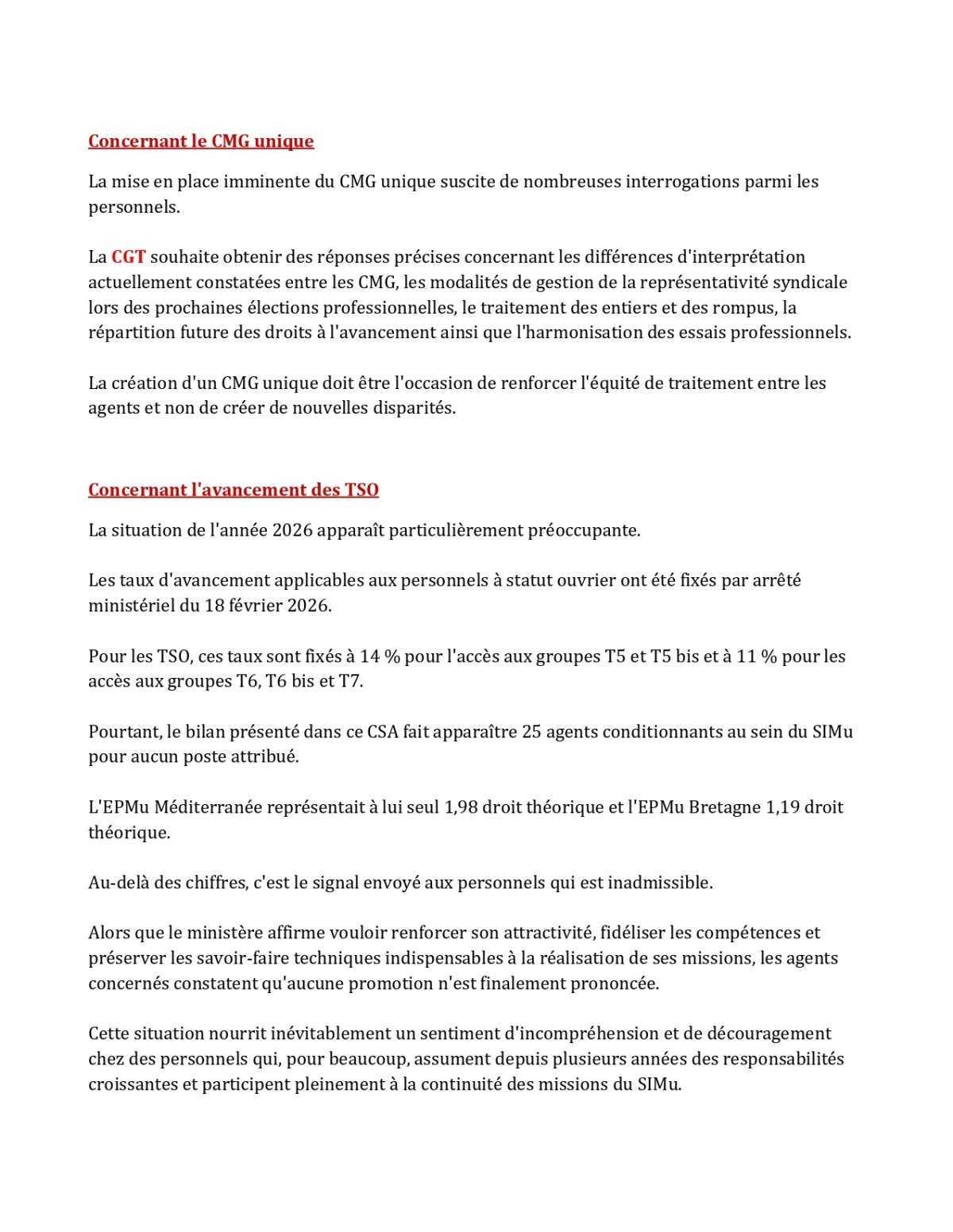 SIMu : Déclaration Liminaire CSA-S du 10/06/2026