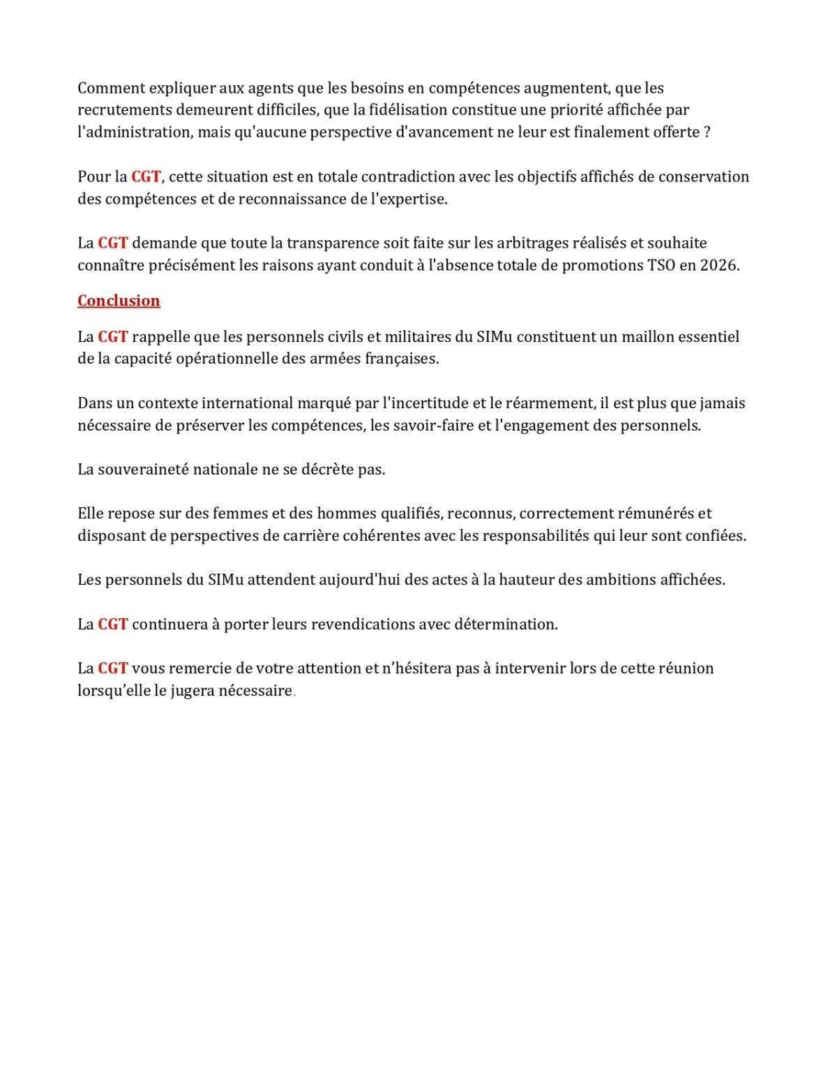 SIMu : Déclaration Liminaire CSA-S du 10/06/2026