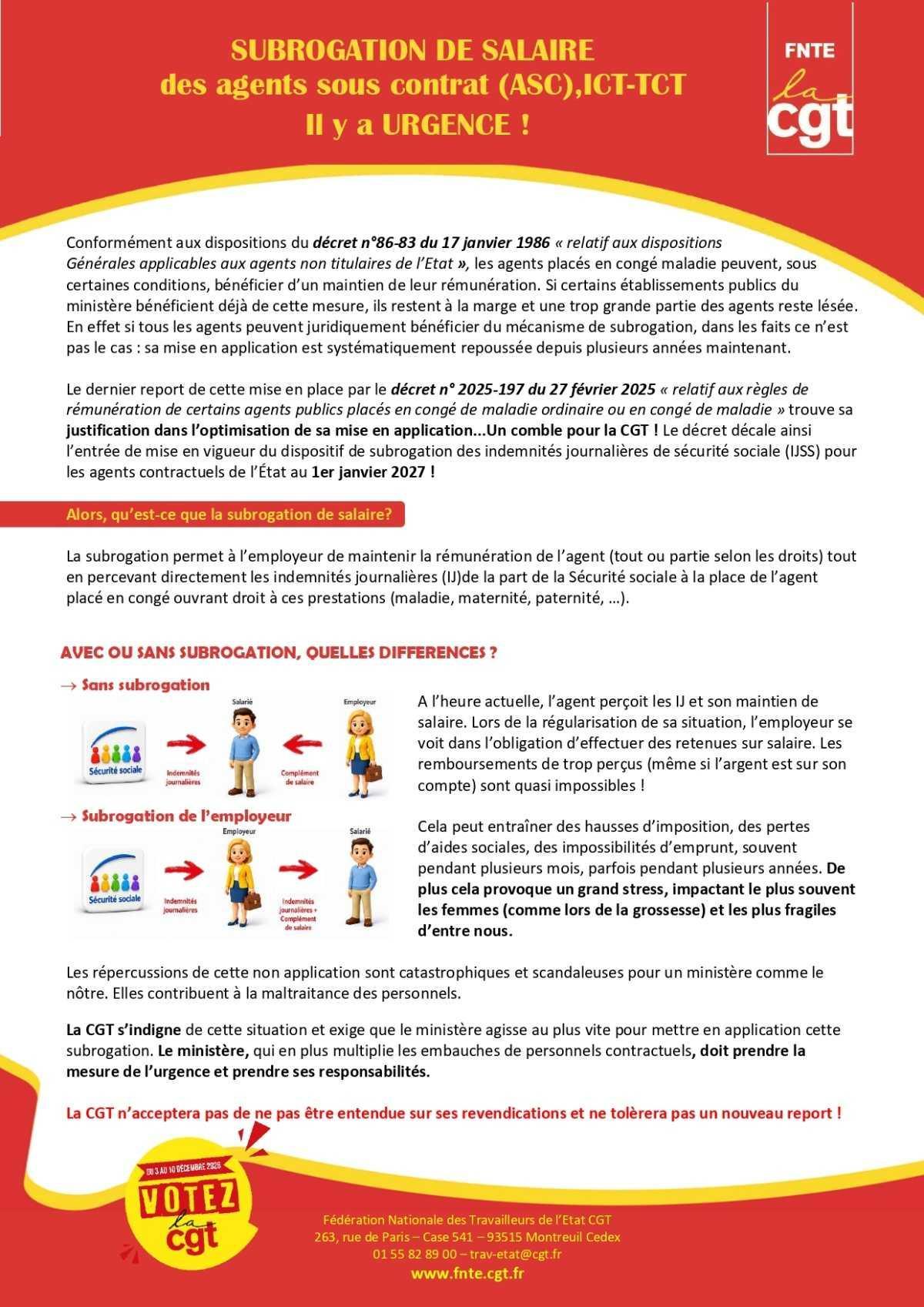 Contractuels : Subrogation de salaire, il y a URGENCE !!