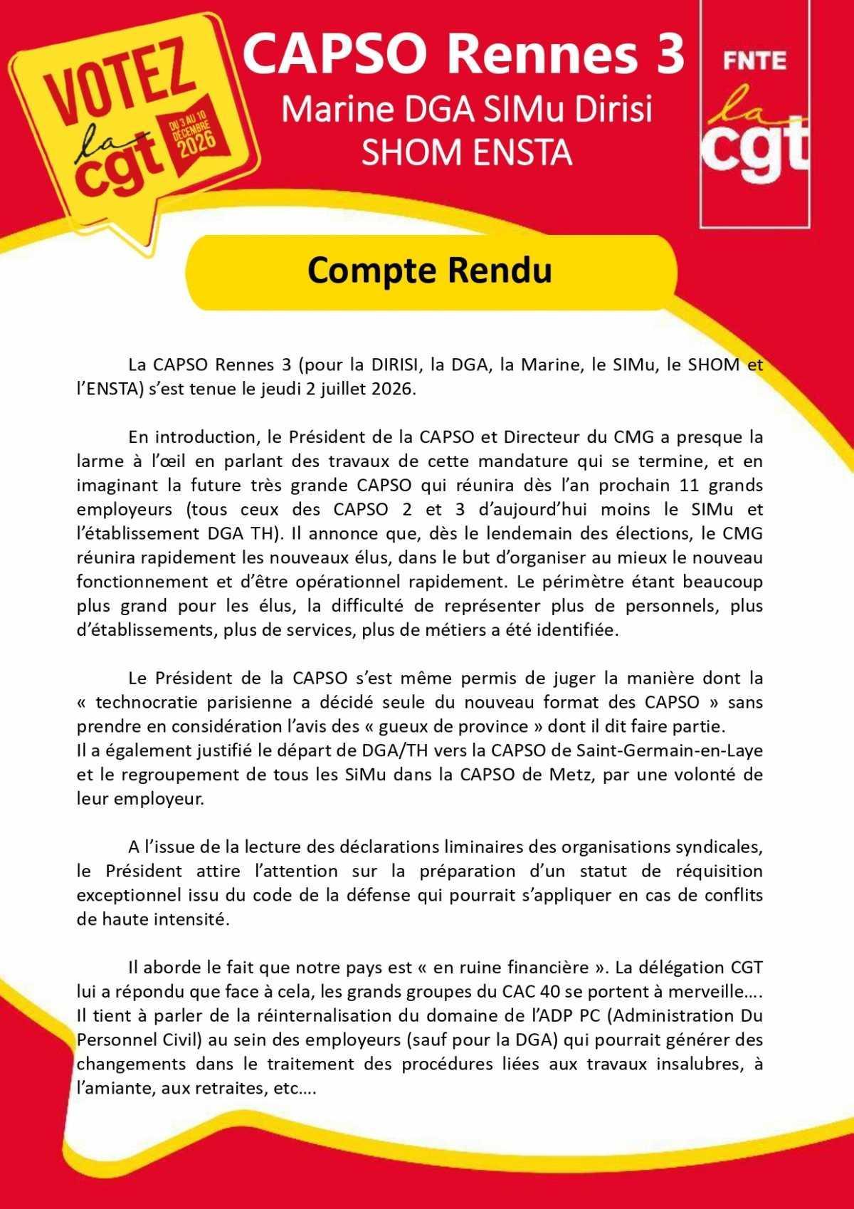 CAPSO Rennes 3 : Compte-rendu du 02 juillet 2026