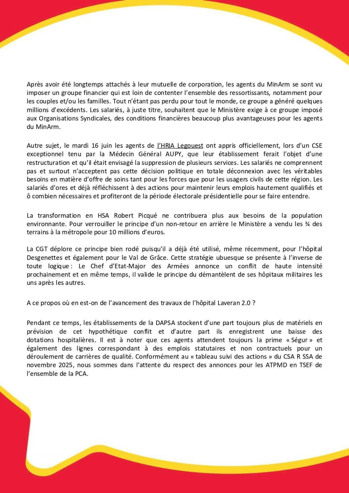 SSA : Déclaration Liminaire et Compte Rendu du CSA-R du 24 juin 2025