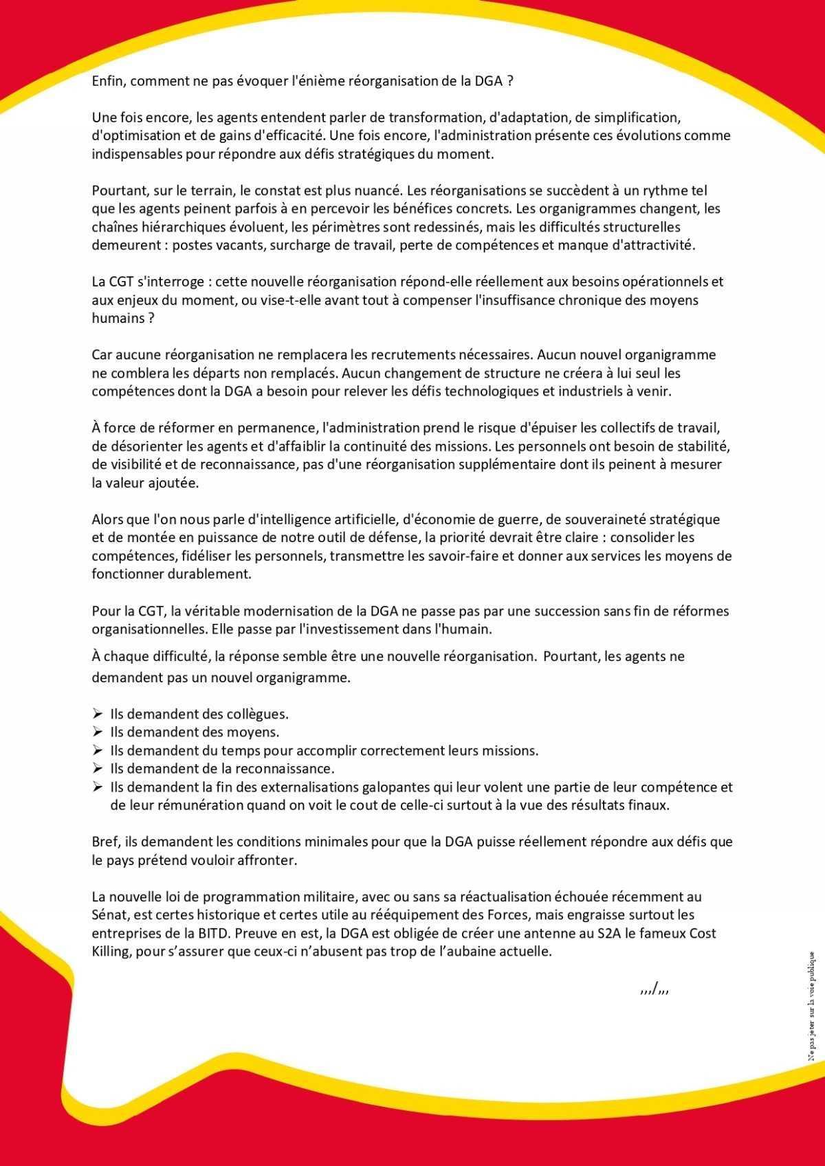 DGA : Déclaration liminaire du 24/06/2026 