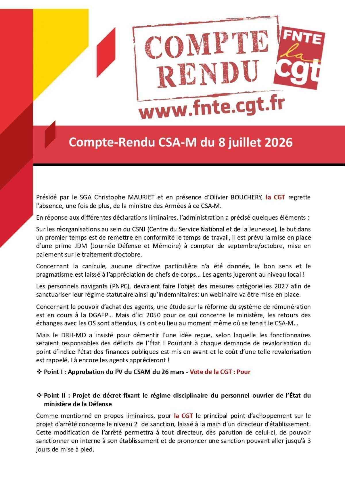 CSAM : Compte rendu du 08/07/2026 
