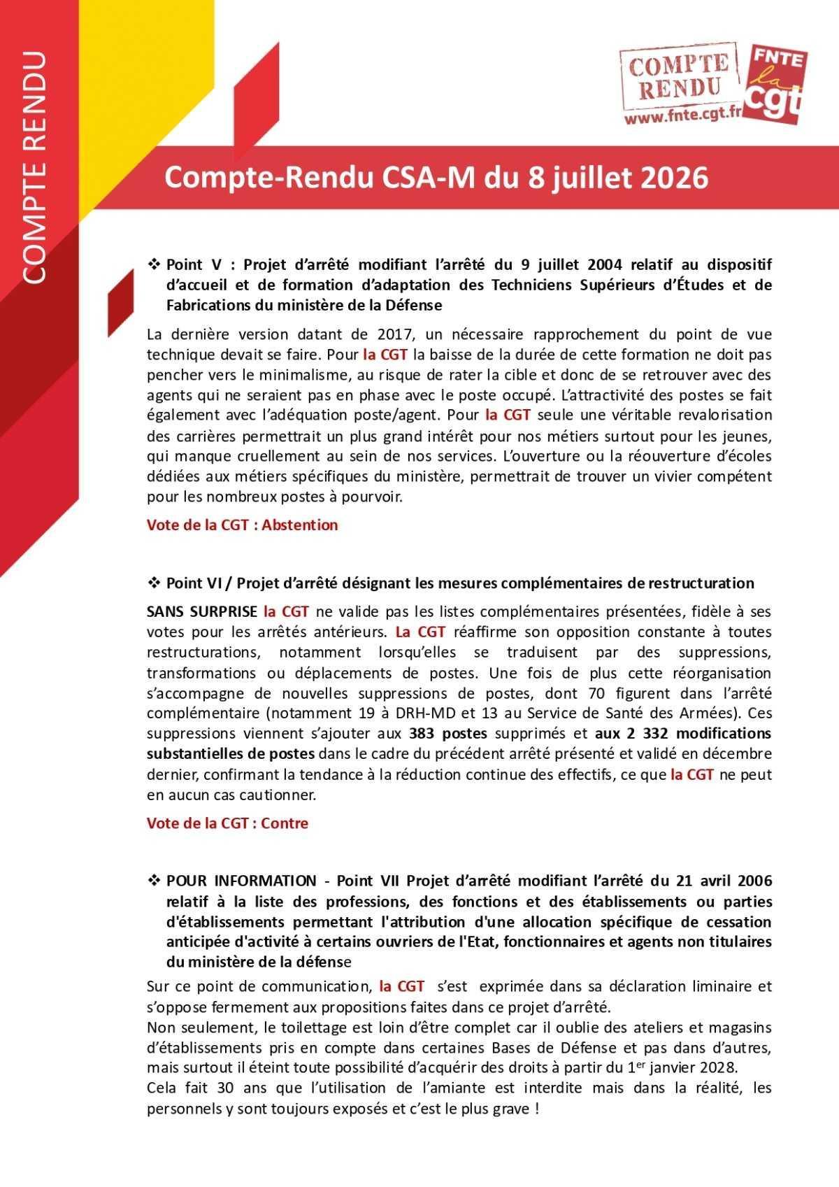 CSAM : Compte rendu du 08/07/2026 