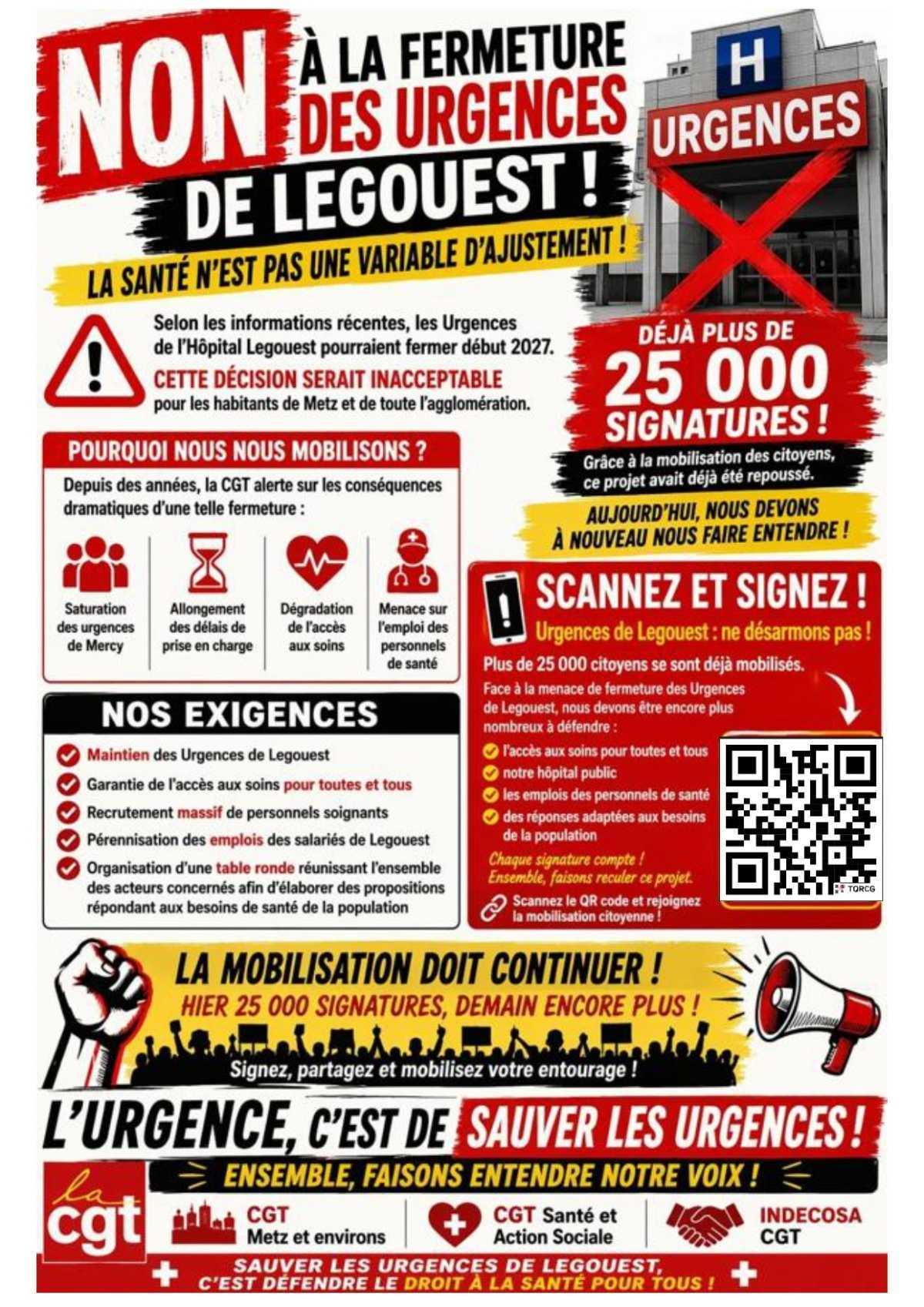 SSA : NON, A LA FERMETURE DES URGENCES DE L'HIA LEGOUEST