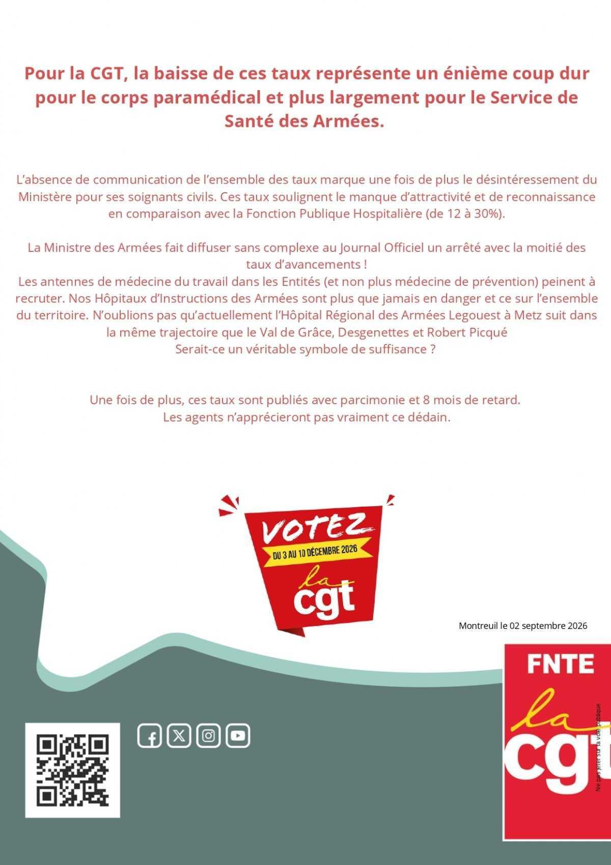 SSA : Taux de promotion des corps paramédicaux