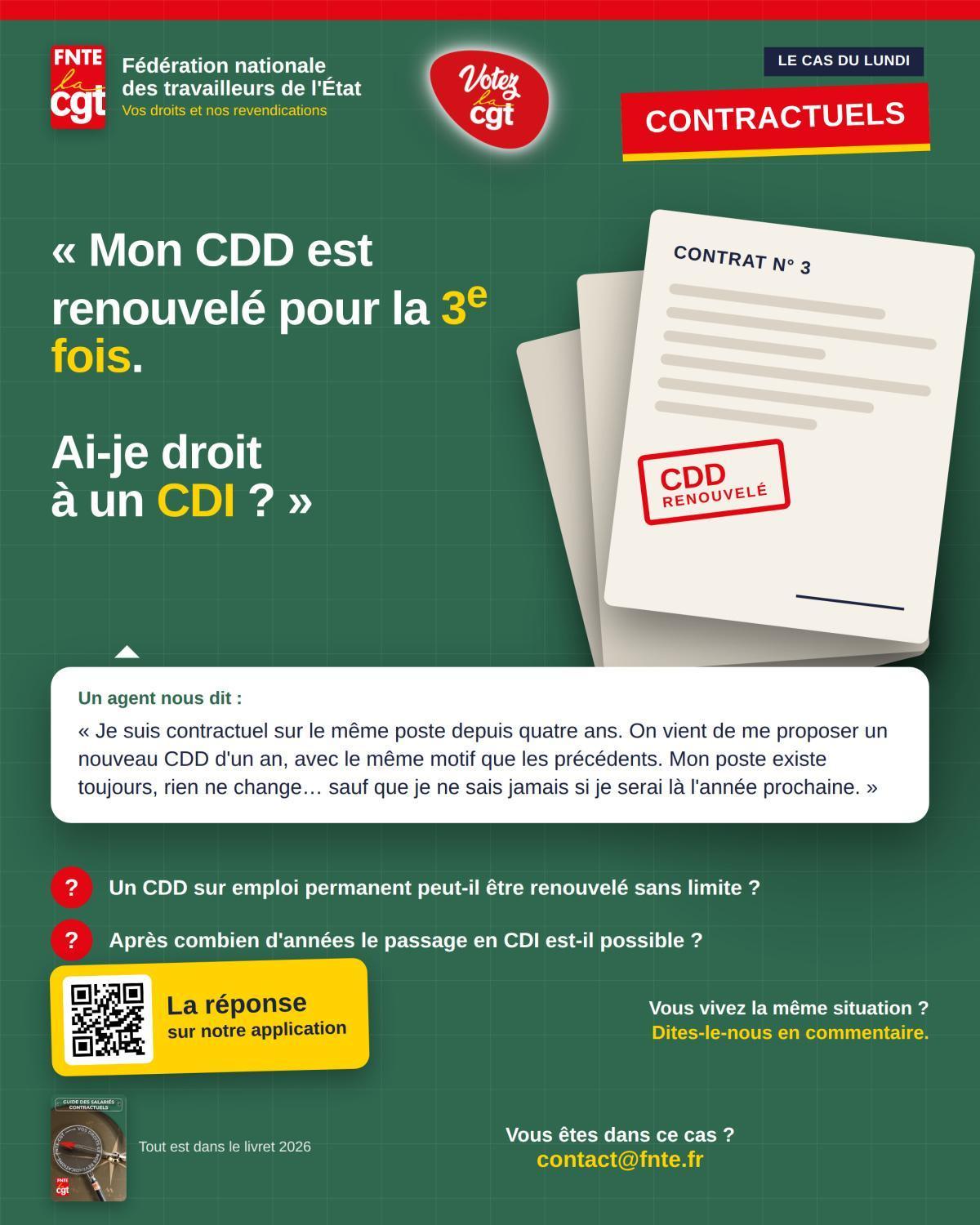 CONTRACTUELS : Le cas du lundi 14/09/2026