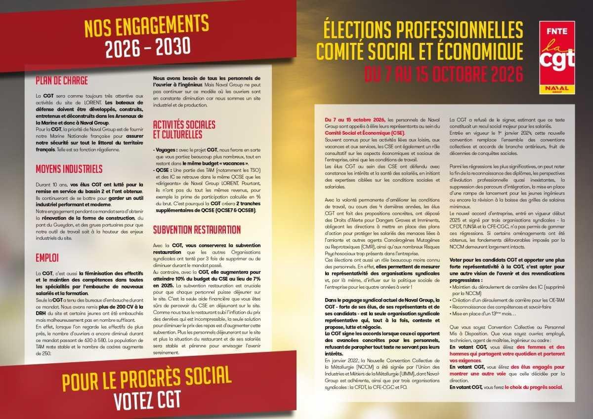 Election CSE Naval Group du 07 au 15 octobre 2026 (site par site)