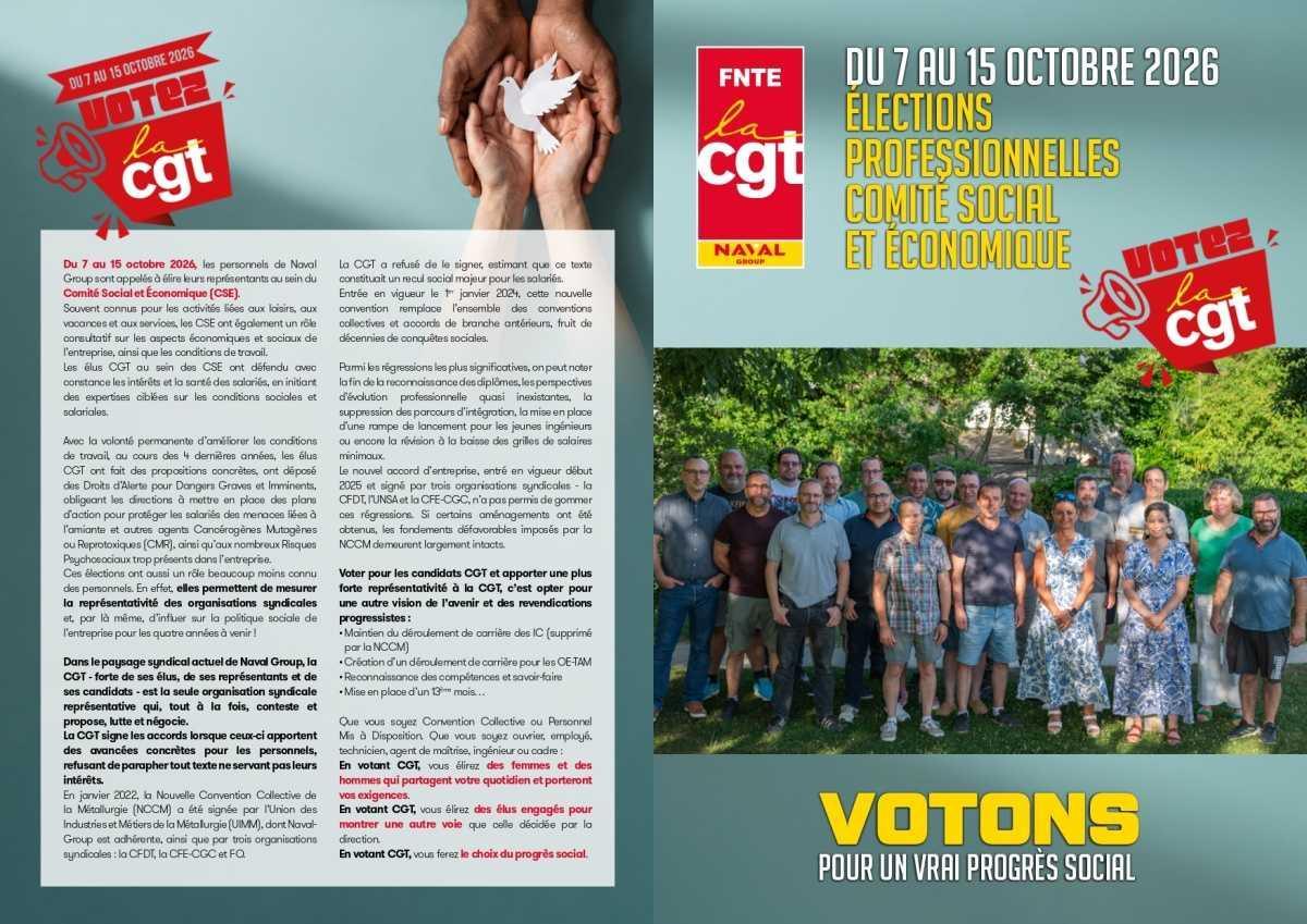 Election CSE Naval Group du 07 au 15 octobre 2026 (site par site)