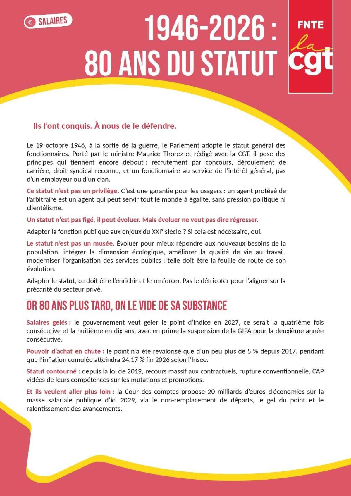 1946-2026 : 80 ANS DU STATUT