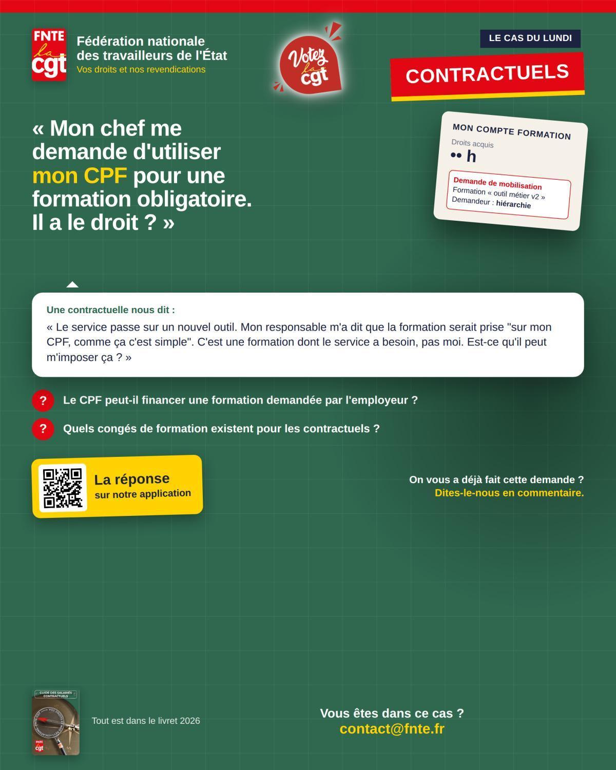 CONTRACTUELS : Le cas du lundi 26/10/2026