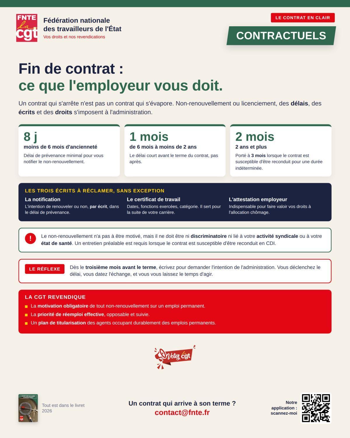 CONTRACTUELS : Fin de contrat, ce que l'employeur vous doit.