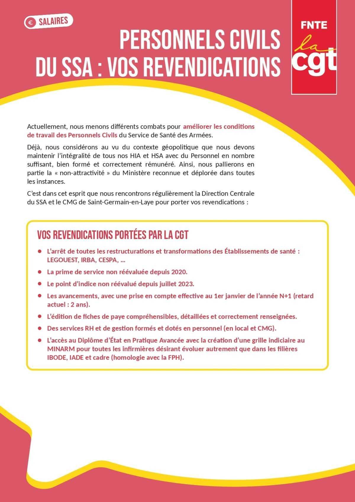 SSA : vos revendications portées par la CGT