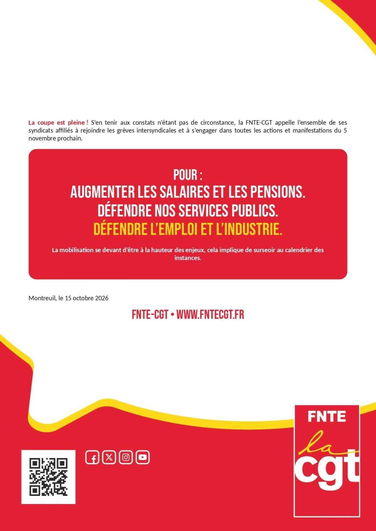 5 novembre 2026 : Appel à la grève 5 novembre 2026 : Appel à la grève