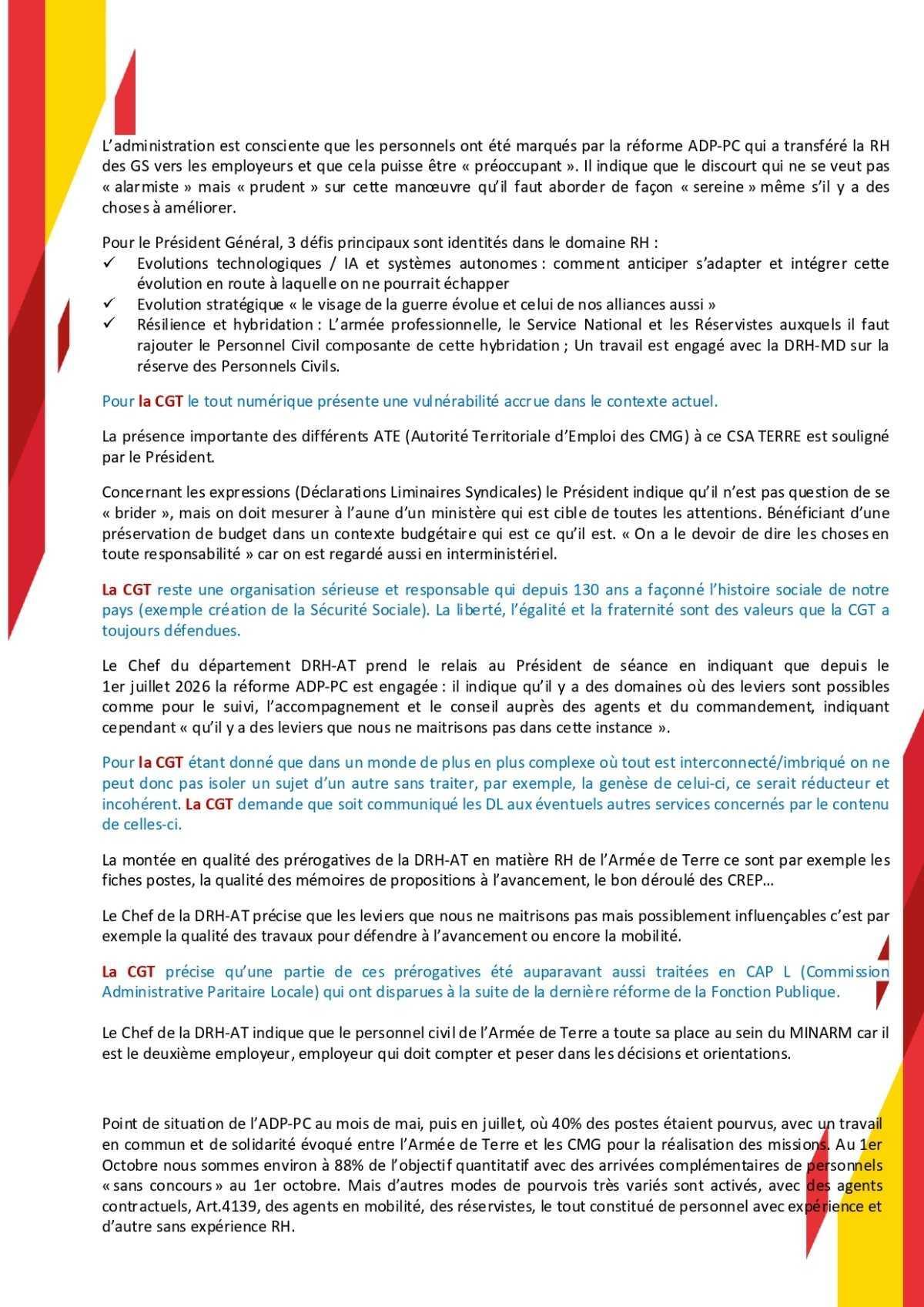 Terre : Compte rendu du CSA-R du 07/10/2026