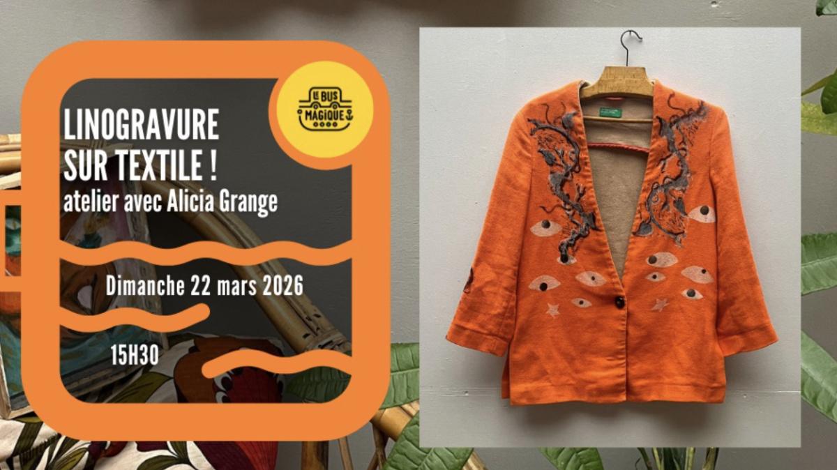 Linogravure sur textile ! au Bus Magique Linogravure sur textile ! au Bus Magique