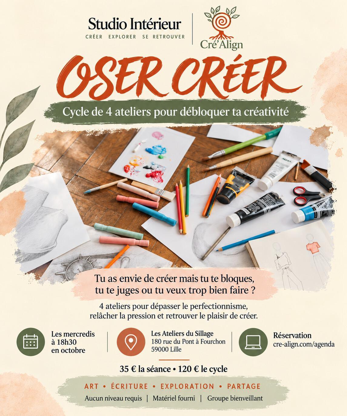 ⭐ Oser créer : débloque ta créativité aux Ateliers du Sillage ⭐ Oser créer : débloque ta créativité aux Ateliers du Sillage