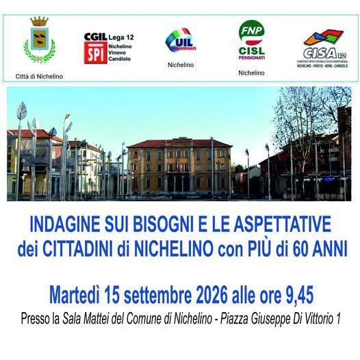 Presentazione dei risultati dell'indagine sulla popolazione over 60 di Nichelino (inizio ore 9.45)