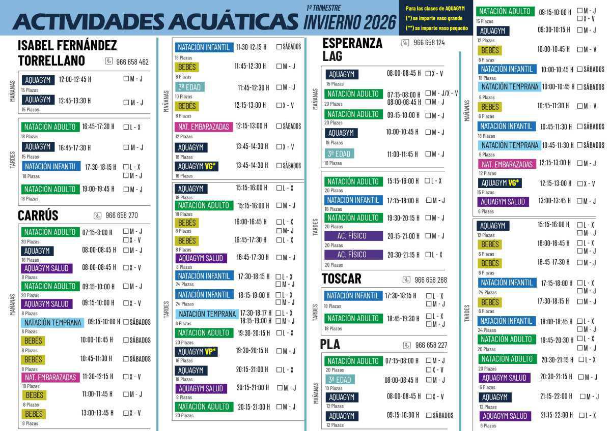 Cursos municipales natación