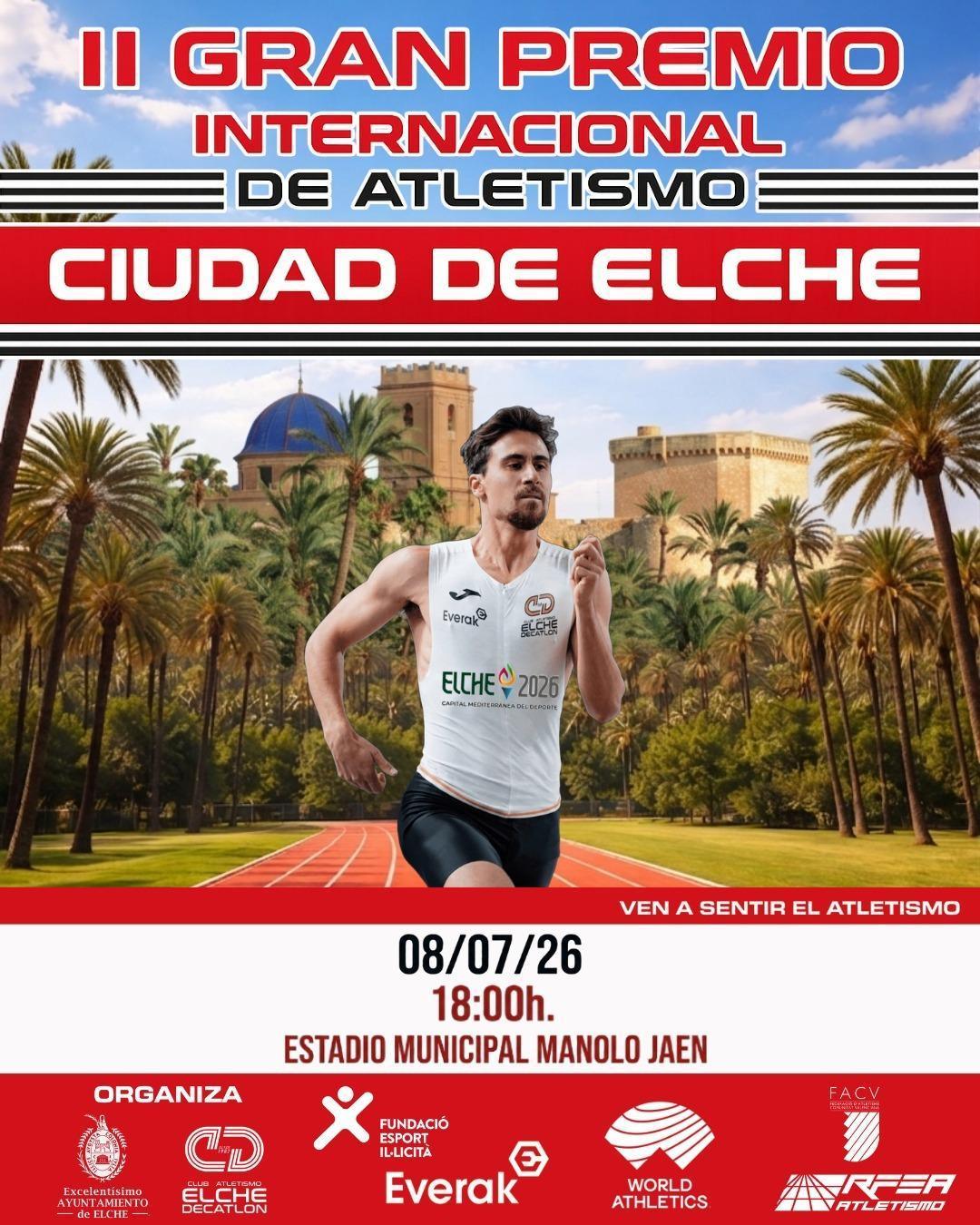 El Estadio Manolo Jaén acoge el 8 de julio el II Gran Premio Internacional de Atletismo Ciudad de Elche con más de 300 atletas de cuatro continentes