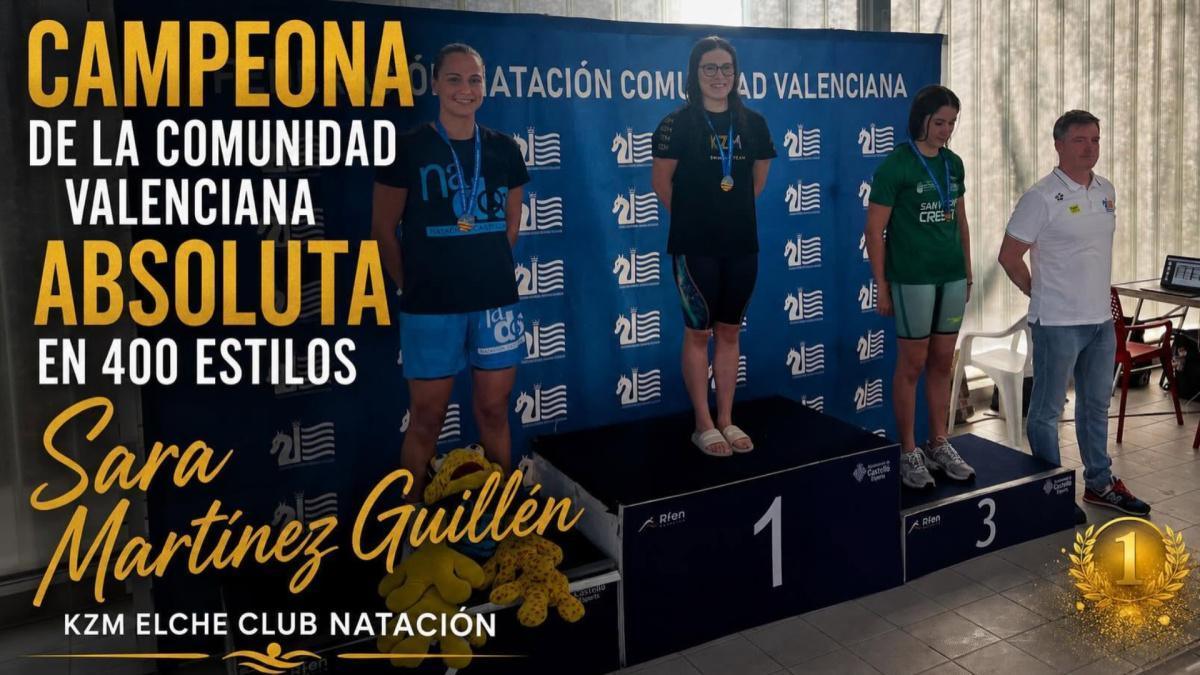 Sara Martínez Guillén, del KZM Elche Club Natación, campeona autonómica absoluta de los 400 estilos Sara Martínez Guillén, del KZM Elche Club Natación, campeona autonómica absoluta de los 400 estilos