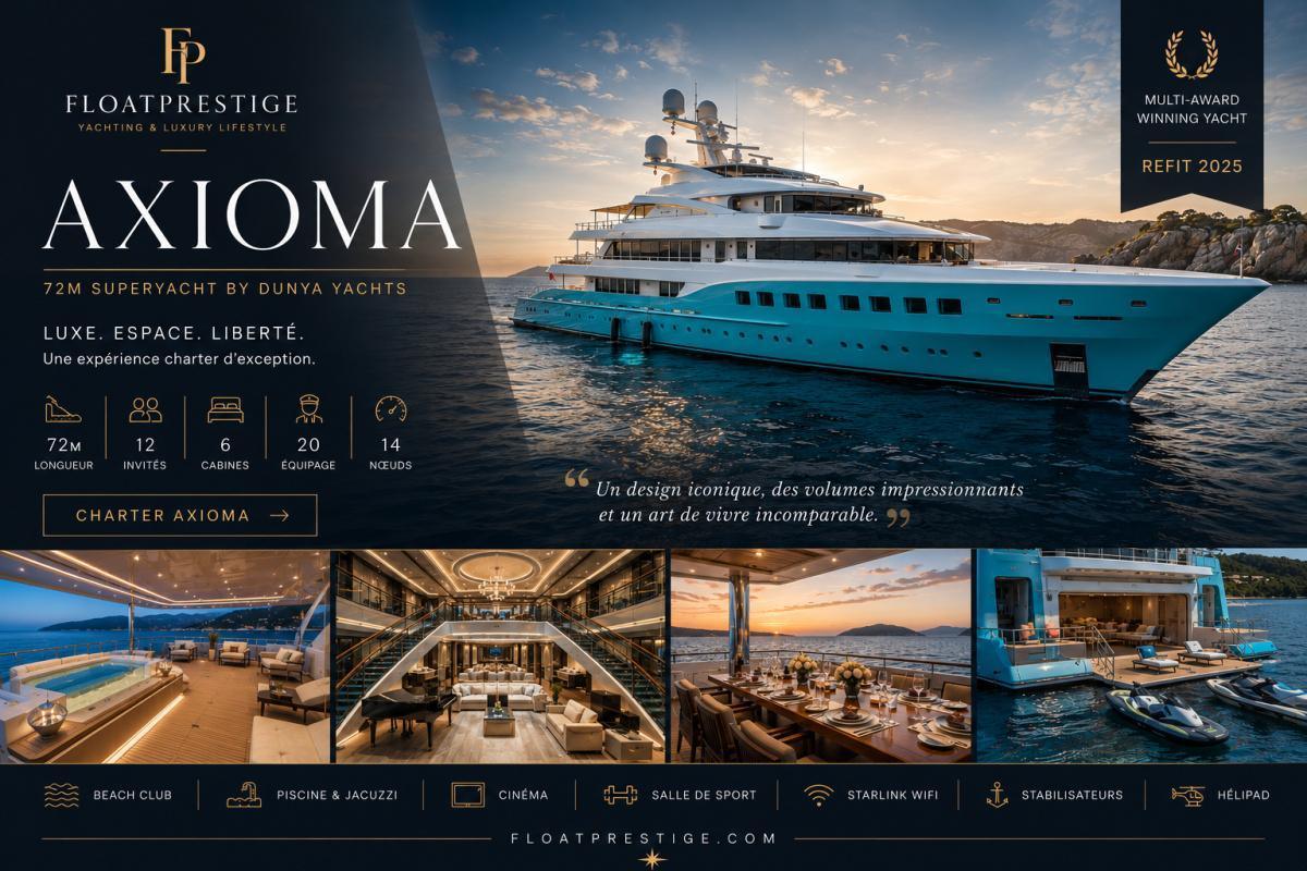 AXIOMA : le superyacht de 72 mètres qui redéfinit l'expérience du luxe en mer