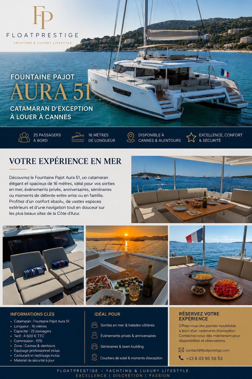 Fountaine Pajot Aura 51 – Catamaran de Prestige à louer à Cannes