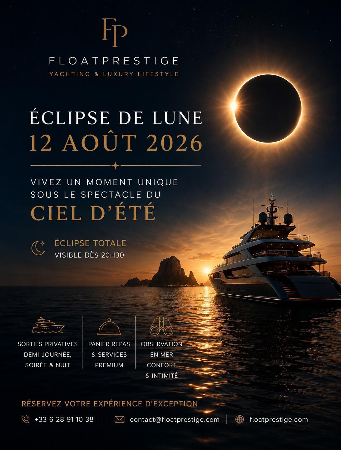 Éclipse totale de Soleil du 12 août 2026 : le plus beau spectacle de l'été à vivre depuis un yacht