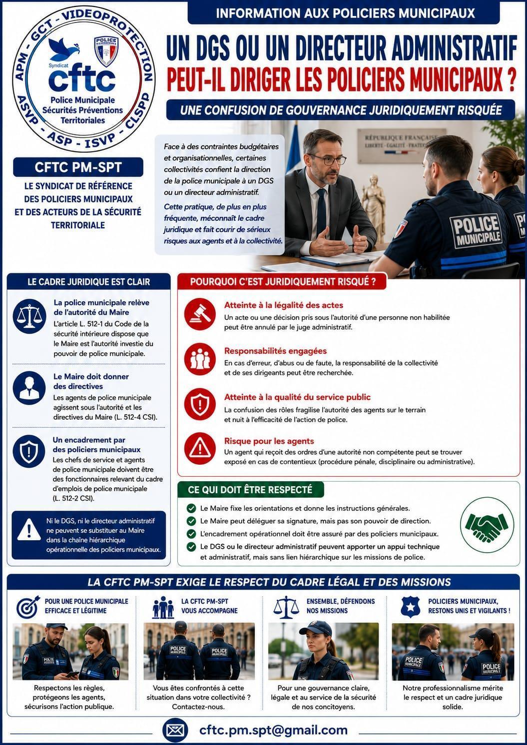 Un DGS ou un directeur administratif peut-il diriger les policiers municipaux ? Un DGS ou un directeur administratif peut-il diriger les policiers municipaux ?