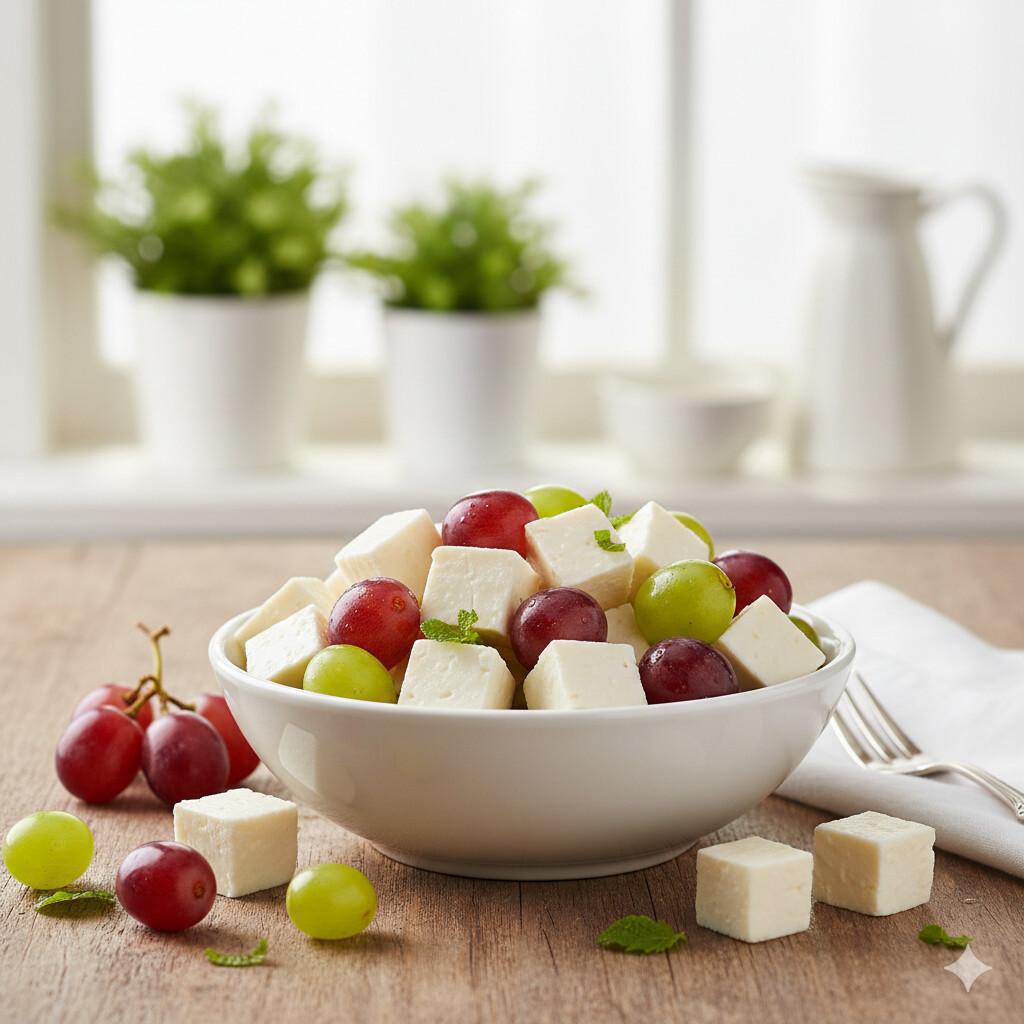 🧀 Cubos de queso panela con uvas