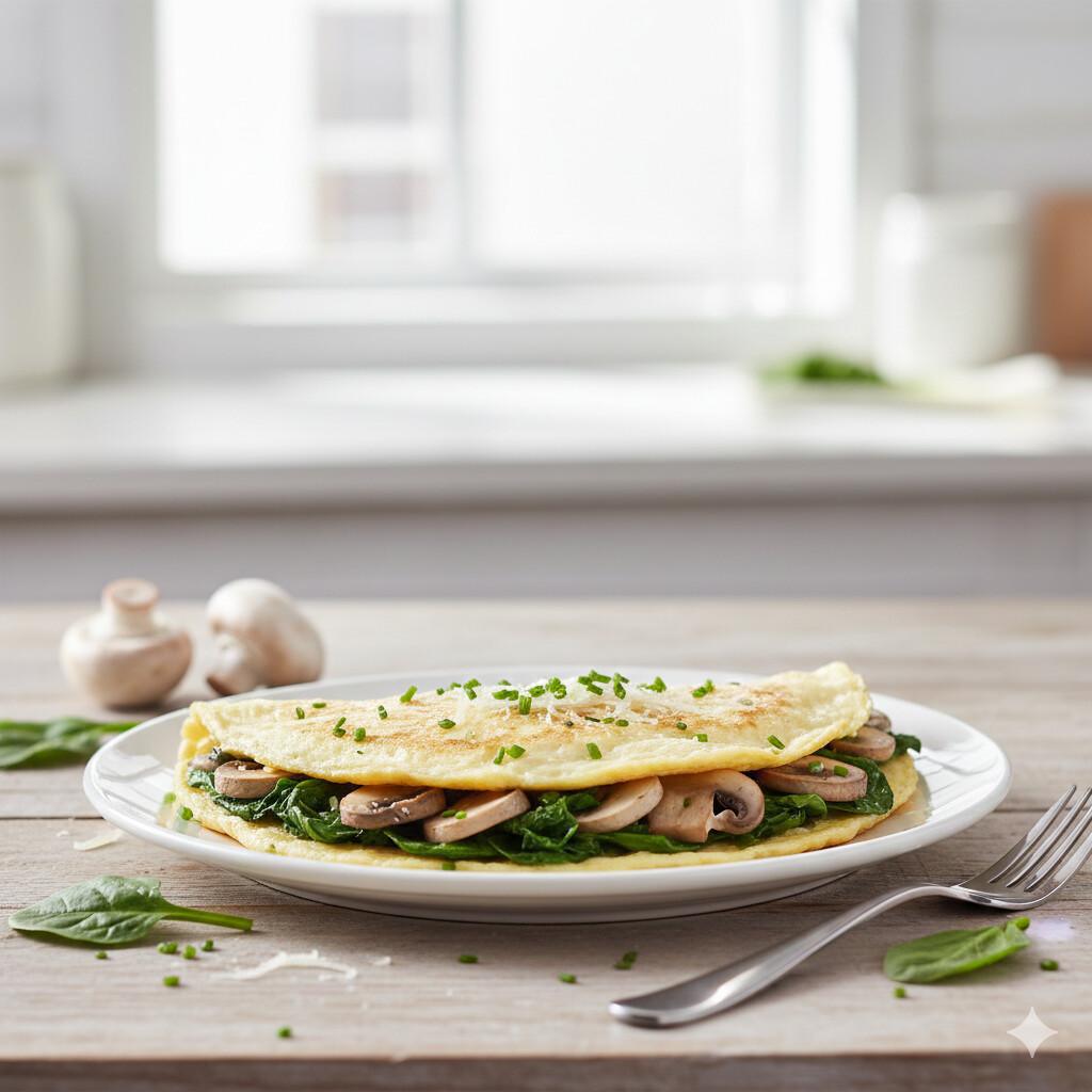 🍳 Omelette de claras con espinaca y champiñones