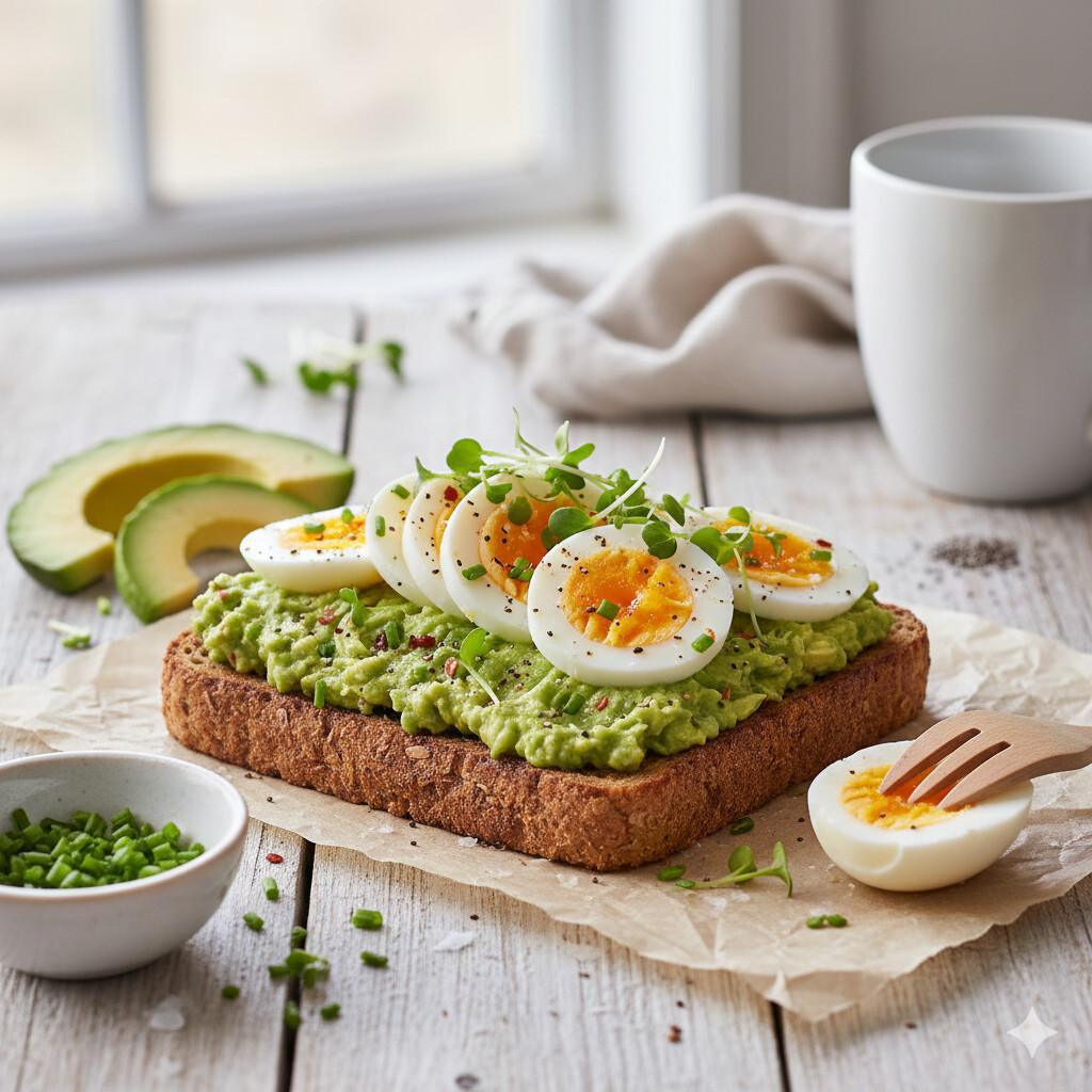 🥑 Tostada integral con aguacate y huevo cocido