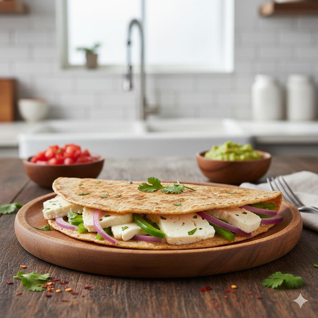 🌽 Quesadilla integral con queso panela y verduras