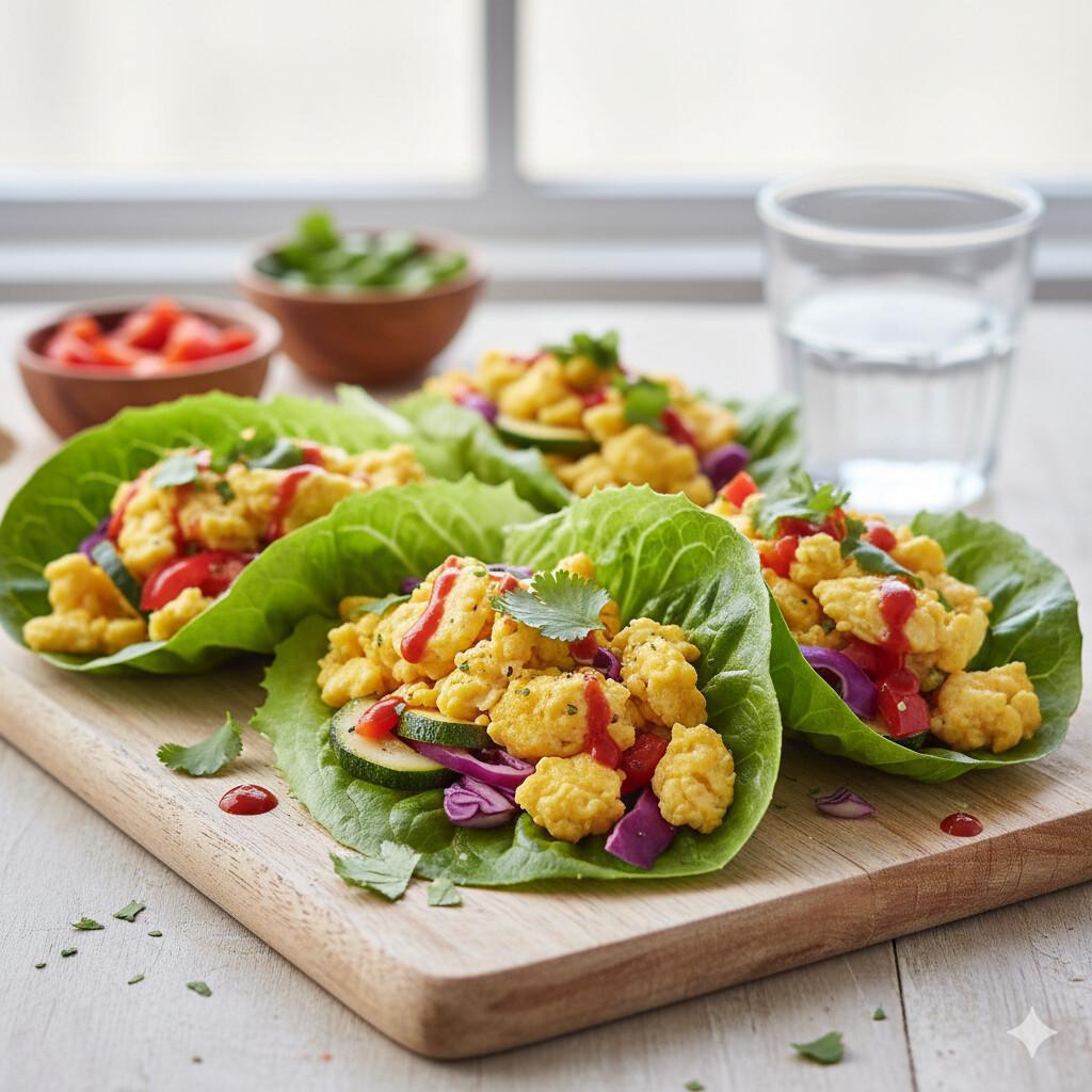 🌮 Tacos de lechuga con huevo y verduras
