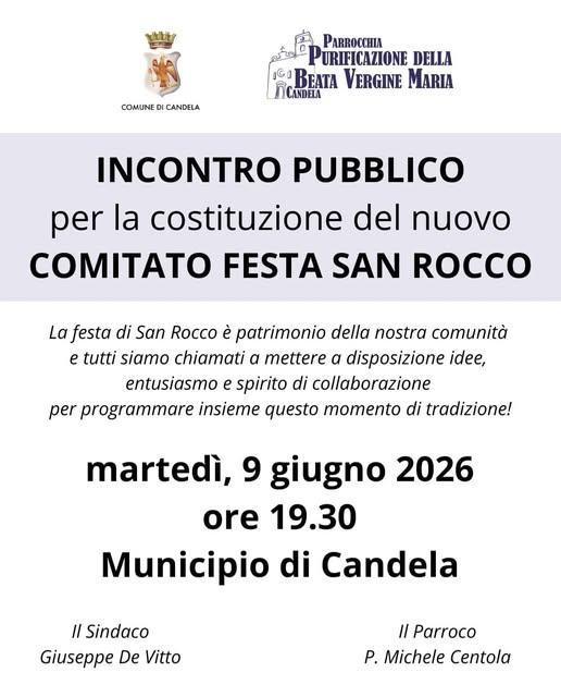 Incontro per la costituzione del Comitato Festa San Rocco (inizio ore 19.30)