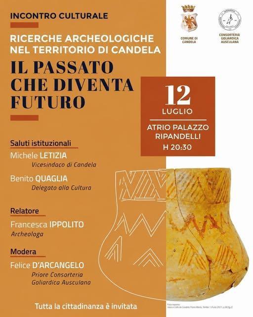 Incontro Culturale - Ricerche Archeologiche nel Territorio di Candela: Il Passato che diventa Futuro (inizio ore 20:30) Incontro Culturale - Ricerche Archeologiche nel Territorio di Candela: Il Passato che diventa Futuro (inizio ore 20:30)