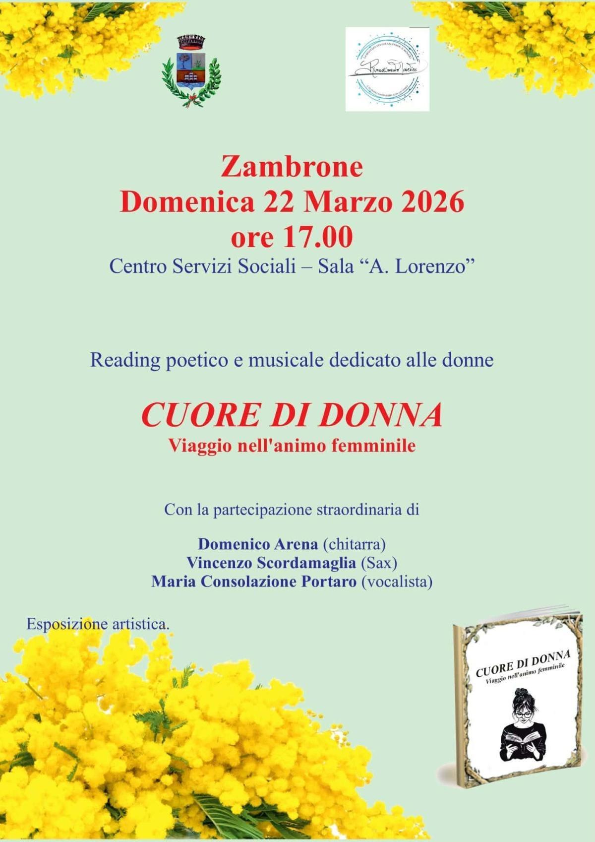 Reading poetico e musicale dedicato alle donne "Cuore di Donna" Viaggio nell'animo femminile (inizio ore 17.00)