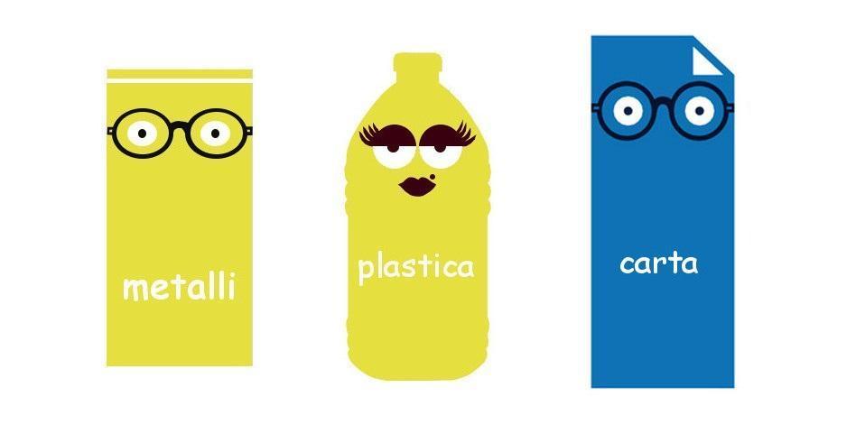 Stasera esporre plastica, metalli, alluminio e carta, cartone