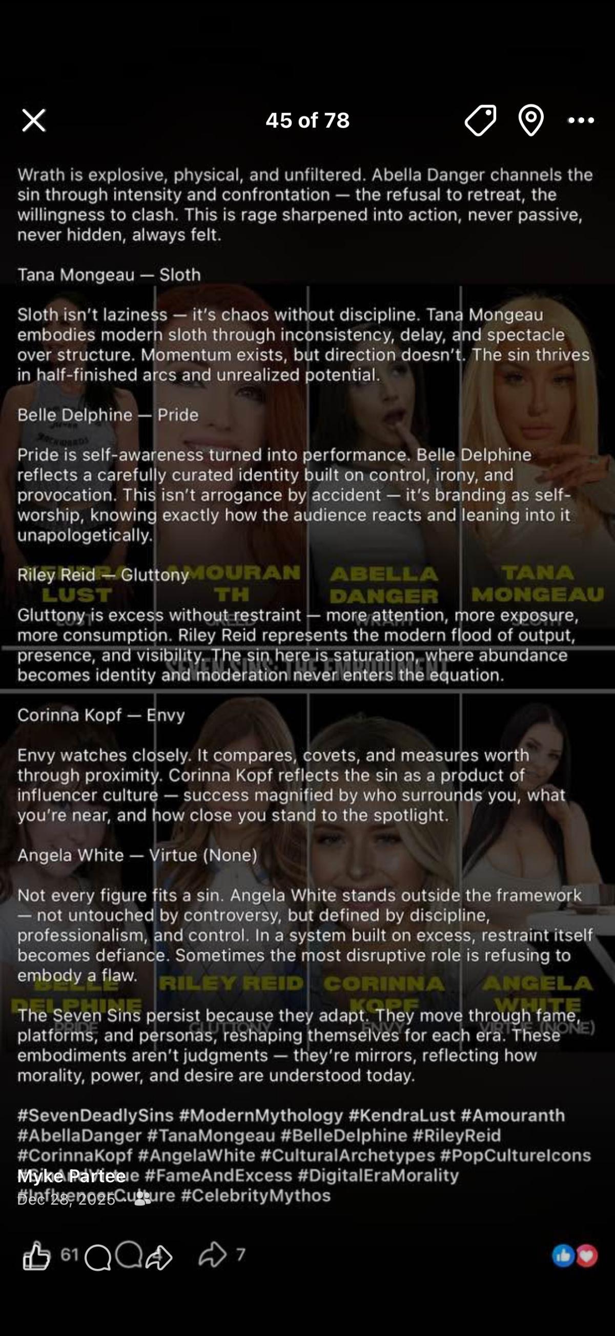 Sevens sins: the embodiment 