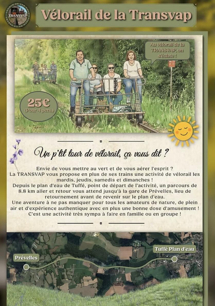 Vélorail du plan d'eau de Tuffé à Prévelles