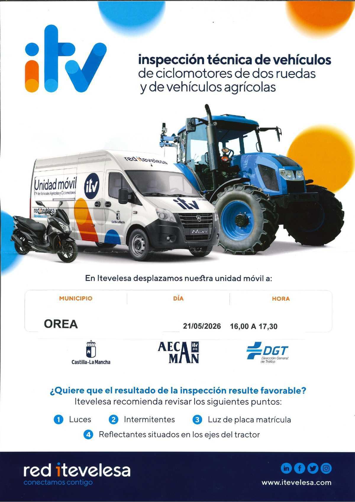 INSPECCIÓN TÉCNICA DE VEHÍCULOS DE CICLOMOTORES DE DOS RUEDAS Y DE VEHÍCULOS AGRÍCOLAS