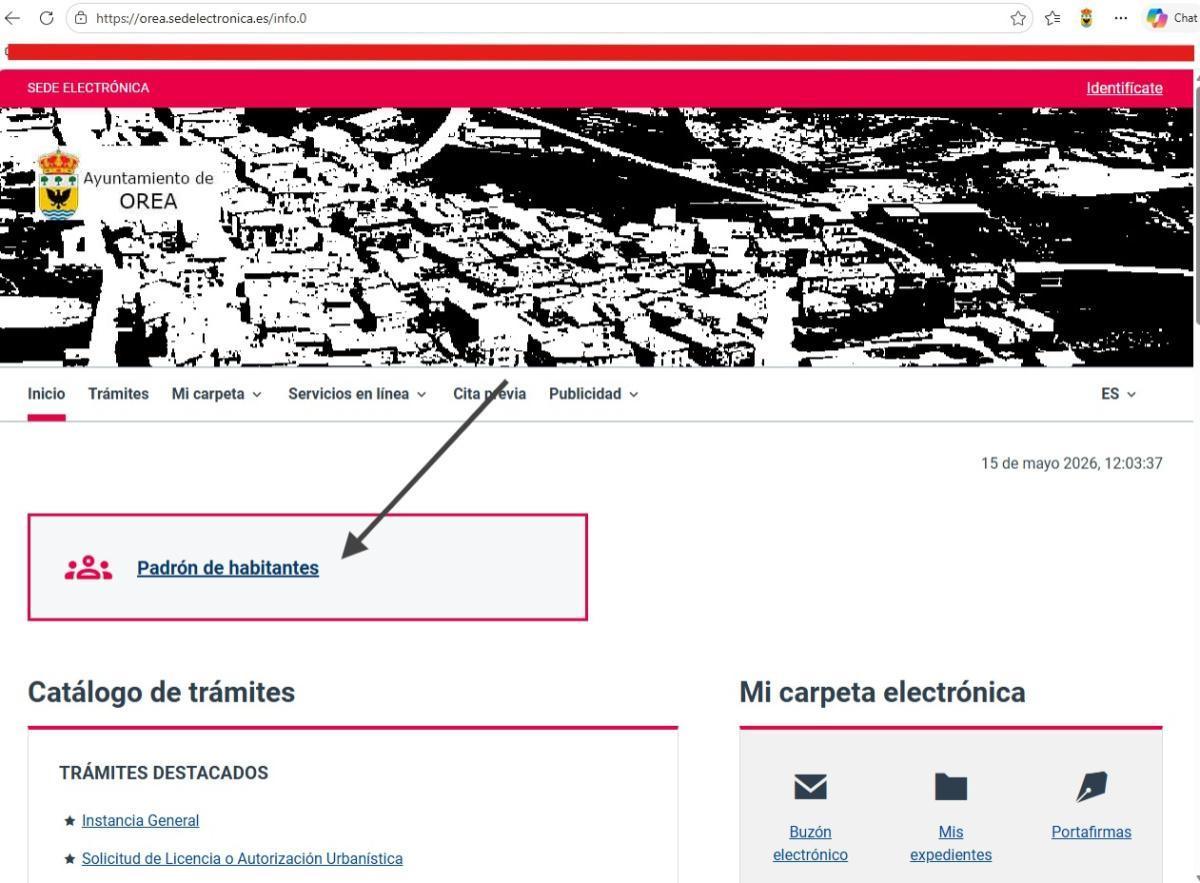 Acceso directo para poder solicitar el certificado de padrón de habitantes y otras gestiones de padrón. Acceso directo para poder solicitar el certificado de padrón de habitantes y otras gestiones de padrón.