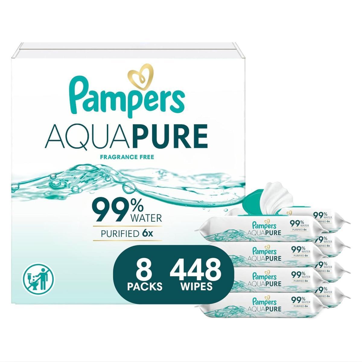 Pampers Aqua Wipes 448-Count for $12.xx on Amazon