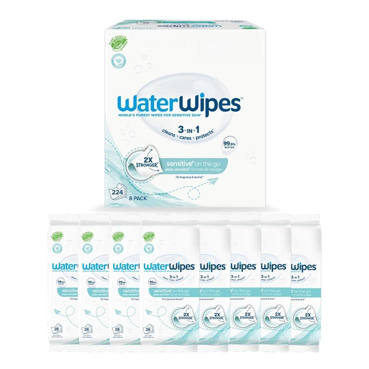 WaterWipes Sensitive+ 8-Pack for $10.xx on Amazon