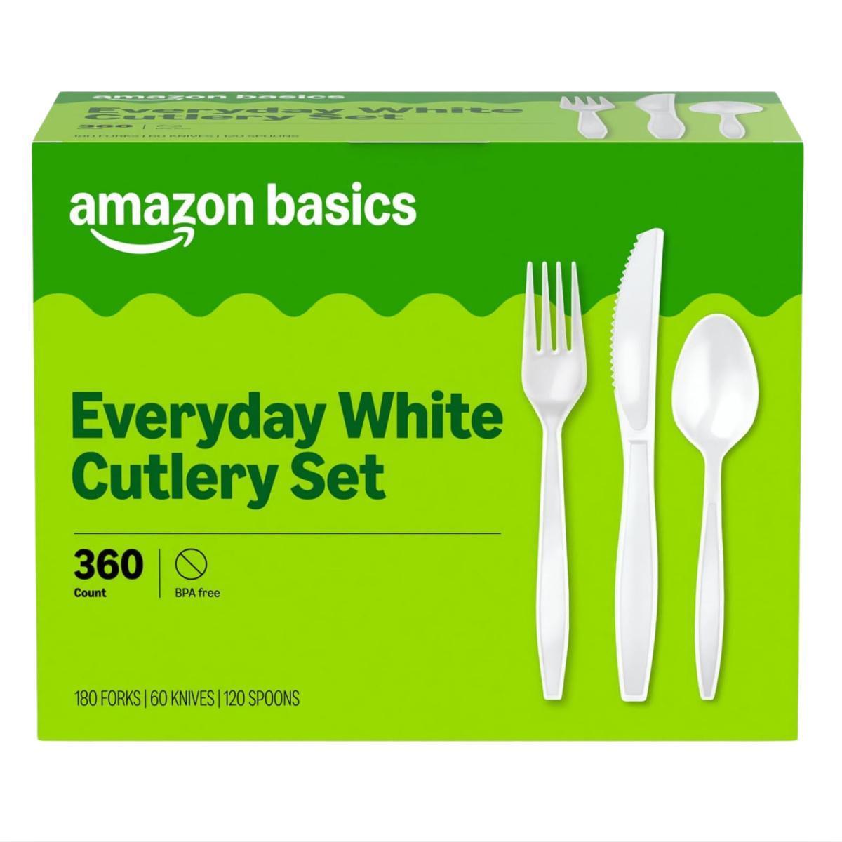 Amazon Basics Cutlery Set 360-Count for $6.xx Amazon Basics Cutlery Set 360-Count for $6.xx