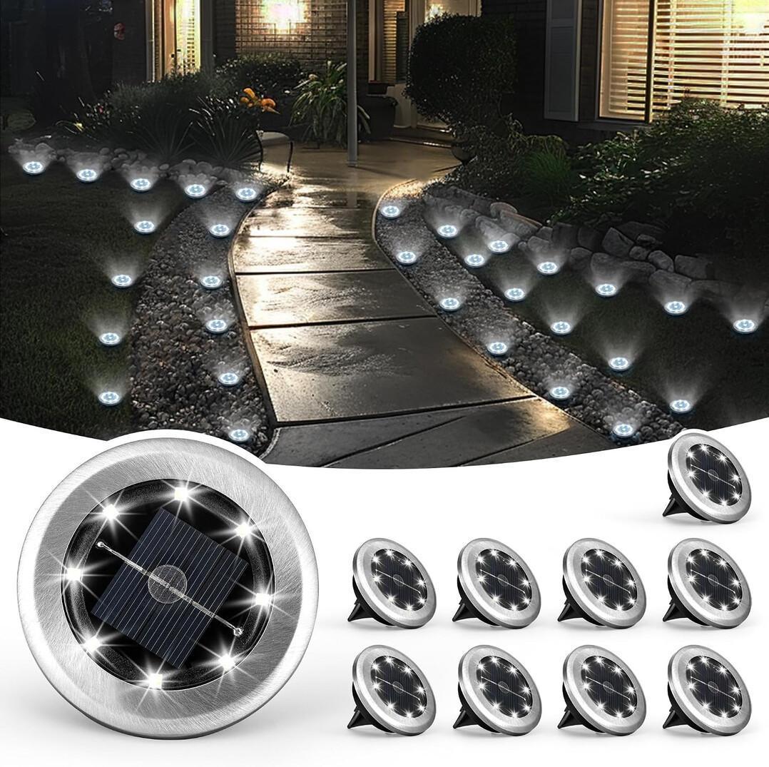 Solar Ground Lights 10-Pack for $9.xx on Amazon