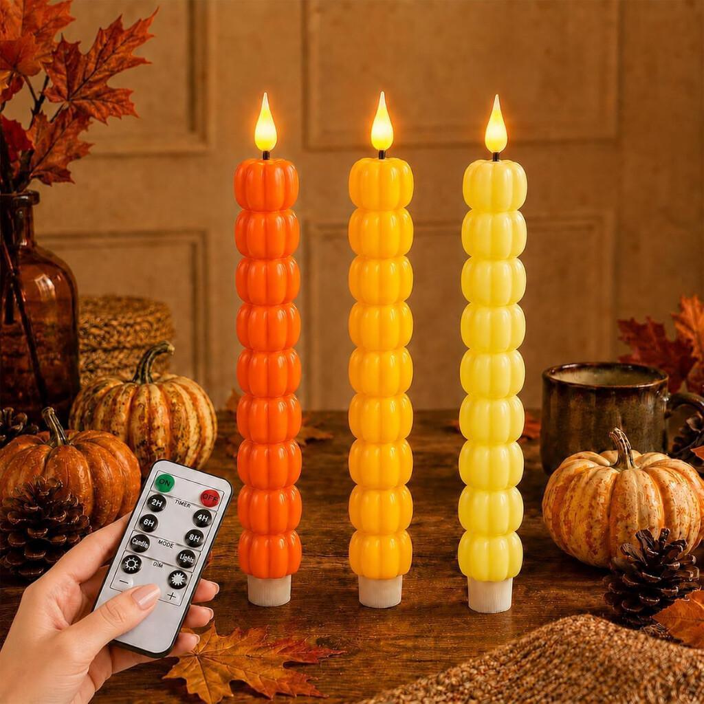 3-Pack Pumpkin LED Candles for $12.xx on Amazon