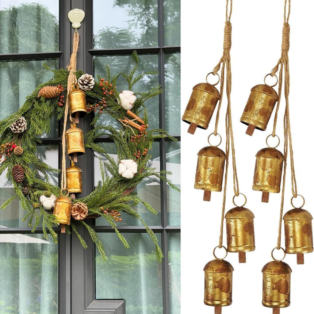 Christmas Rustic Metal Hanging Cow Bells 2-Set for $3.xx on Amazon