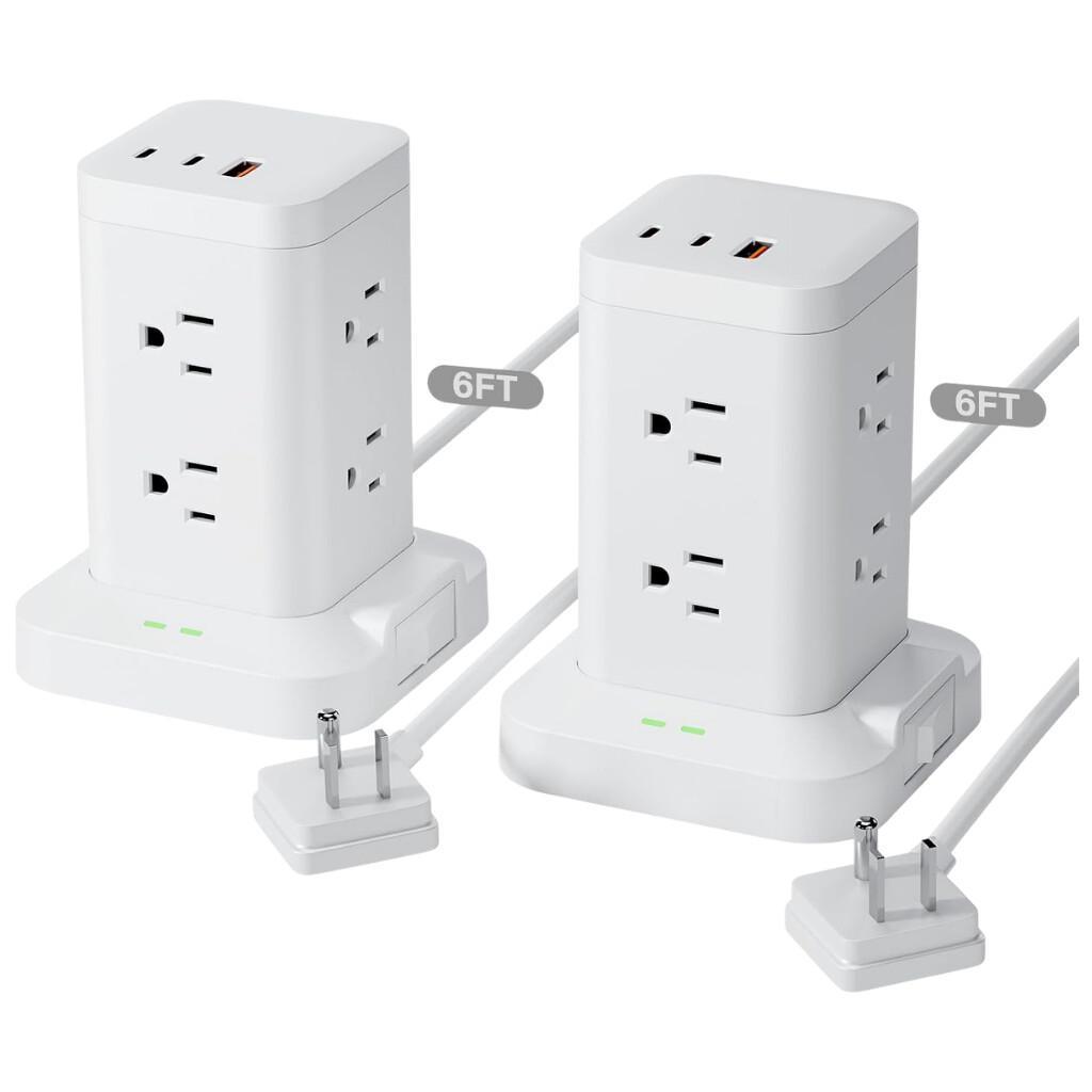 2-Pack Power Strip Tower with Surge Protector for $20.xx on Amazon